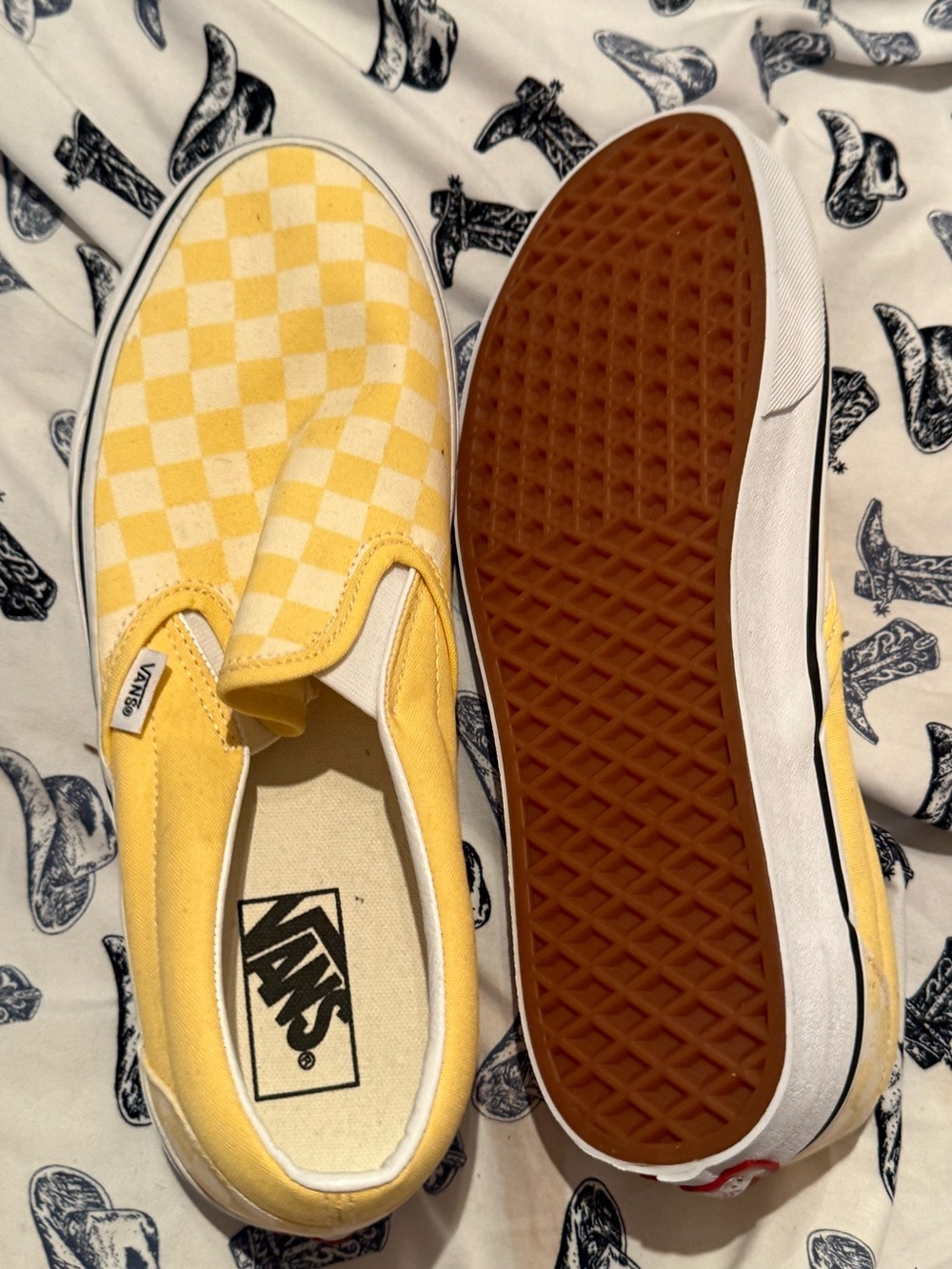 Vans Kids Yellow Checkerboard Slip-On Sneakers